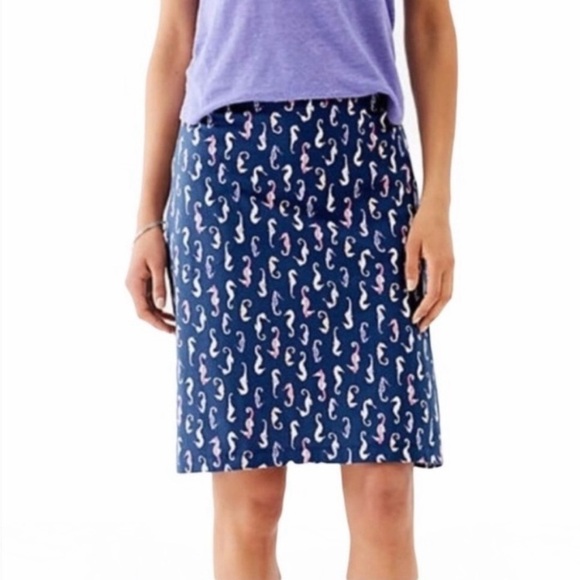 J. JILL Seahorse Blue Print Jersey Skirt Extra Small - Picture 1 of 5